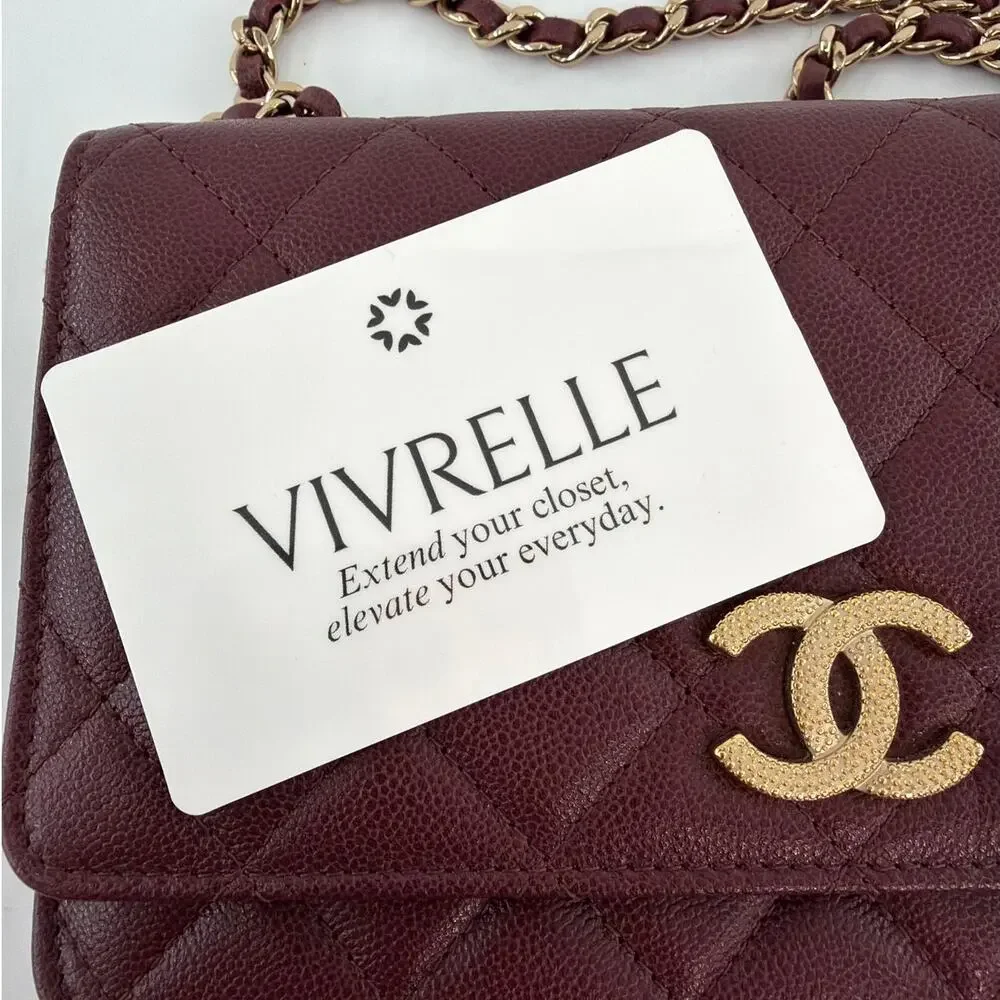 Chanel Burgundy Caviar Seasonal Wallet On Chain
